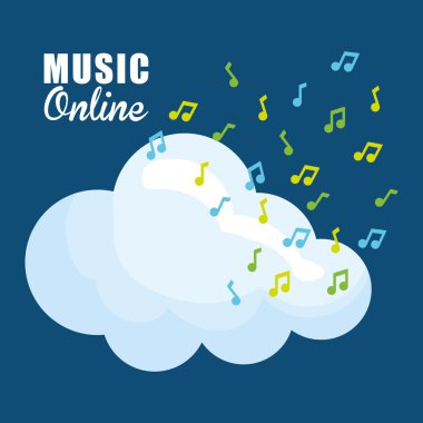 Online müzik, vektör çizim, grafik tasarım
