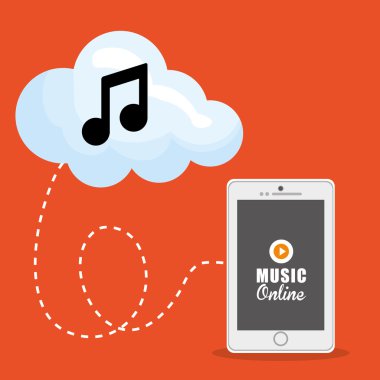 Online müzik, vektör çizim, grafik tasarım