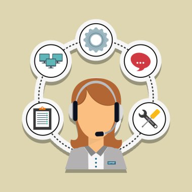 Teknik Servis ve Çağrı Merkezi simgesi tasarım, vektör çizim