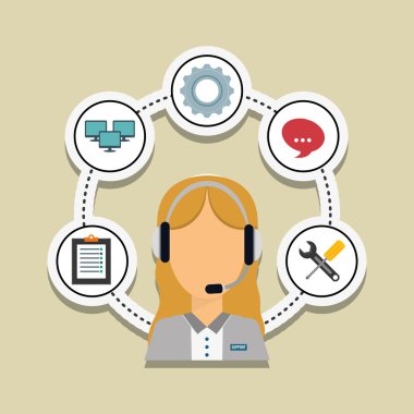 Teknik Servis ve Çağrı Merkezi simgesi tasarım, vektör çizim