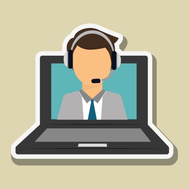 Teknik Servis ve Çağrı Merkezi simgesi tasarım, vektör çizim