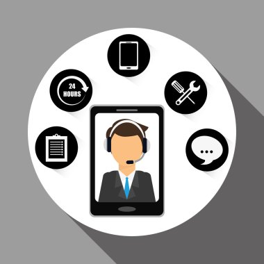 Teknik Servis ve Çağrı Merkezi simgesi tasarım, vektör çizim