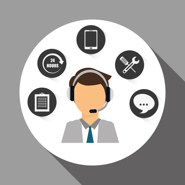 Technischer Service und Call Center Icon Design, Vektorillustration — Stockvektor