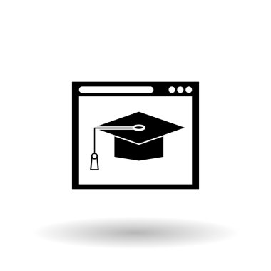 Çevrimiçi eğitim, düzenlenebilir simge vektör çizim