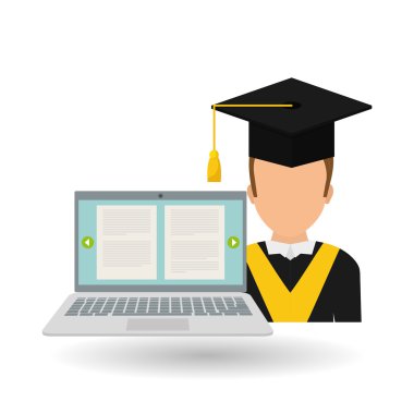 Çevrimiçi eğitim, düzenlenebilir simge vektör çizim