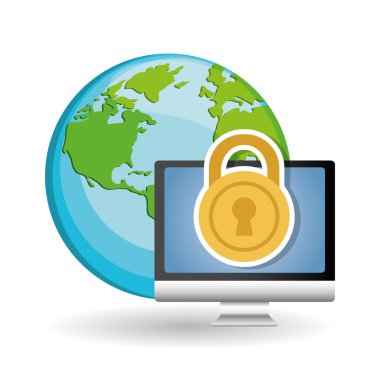 Güvenlik sistemi simgesinin üzerine beyaz arka plan, vektör çizim