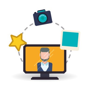 adam ve sosyal medya tasarımı, vektör çizim