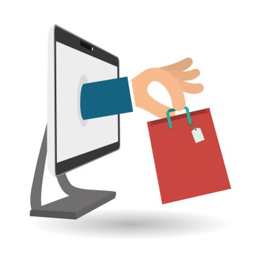 Beyaz arka plan üzerinde online satın almak, ekran bilgisayarda ver.