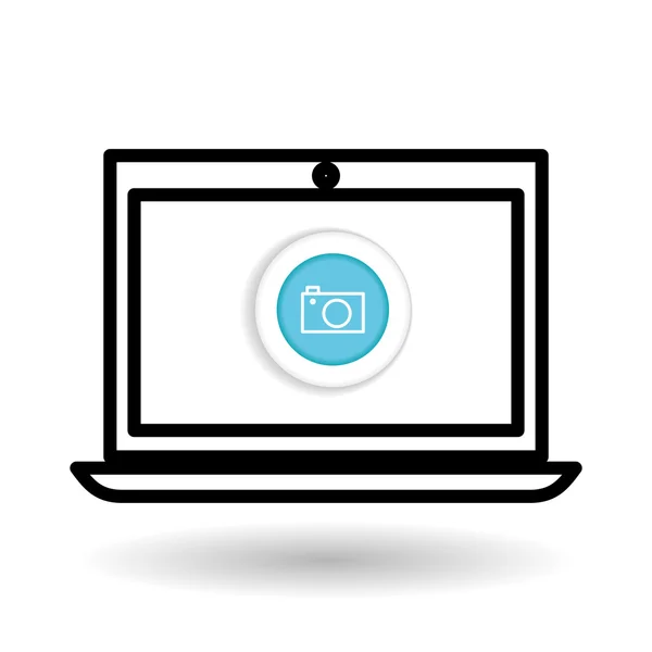 Comprar en línea sobre fondo blanco, diseño del ordenador portátil — Archivo Imágenes Vectoriales