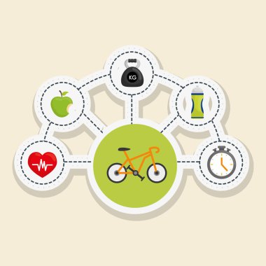 Beyaz arka plan, vektör çizim üzerinde sağlıklı yaşam tarzı tasarım