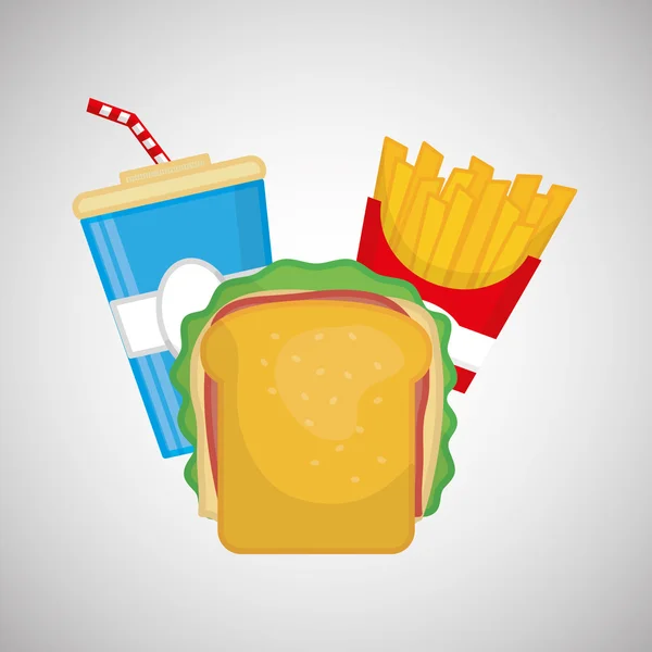 Flache Illustration über Fast Food Design — Stockvektor