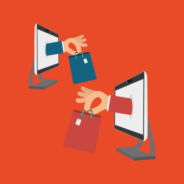Beyaz arka plan üzerinde online satın almak, ekran bilgisayarda ver.