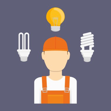 Elektrik teknisyeni adam, vektör çizim