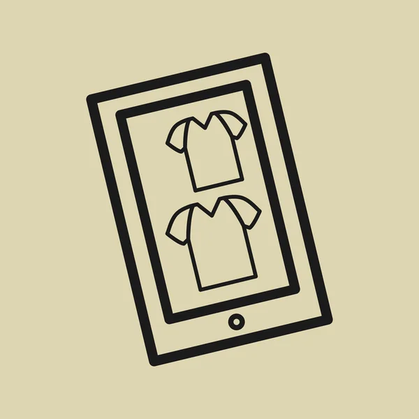 Comprar en línea sobre fondo blanco, icono móvil — Vector de stock