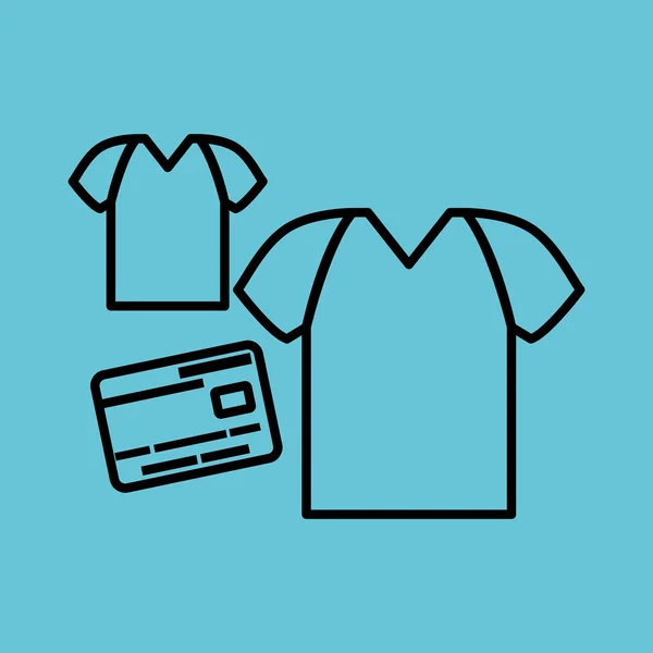 Online kaufen über weißem Hintergrund, T-Shirt-Design — Stockvektor