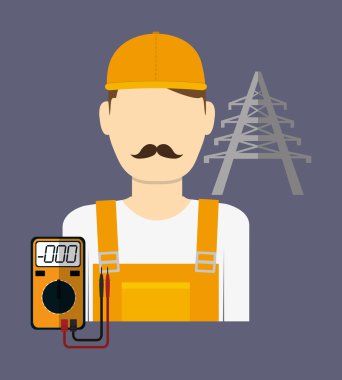 Elektrik teknisyeni adam, vektör çizim
