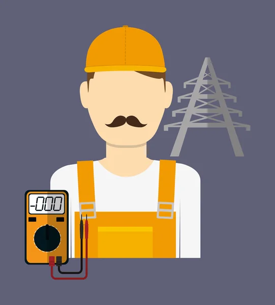 Técnico eléctrico hombre, ilustración vectorial — Vector de stock