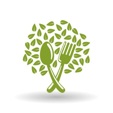 Beyaz arkaplan üzerinde organik gıda tasarımı, vektör illüstrasyonu