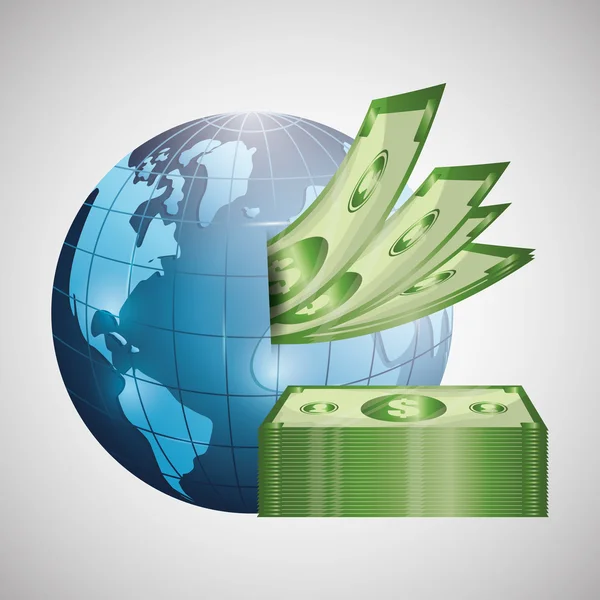 Diseño de economía global, concepto financiero y monetario — Vector de stock