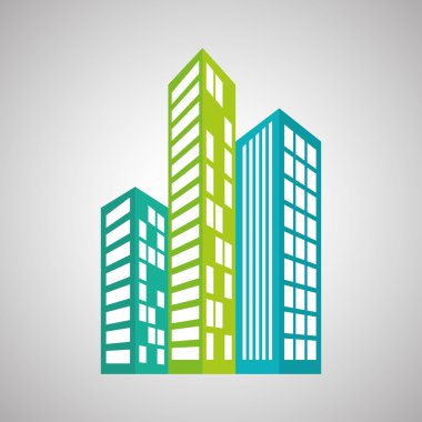 Emlak tasarım, Bina ve şehir kavramı, düzenlenebilir vektör