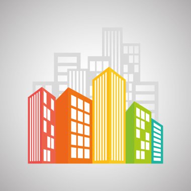 Emlak tasarım, Bina ve şehir kavramı, düzenlenebilir vektör