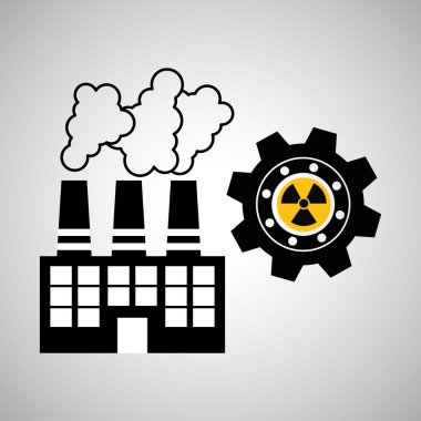 Endüstri tasarımı, bitki ve fabrika kavramı, düzenlenebilir vektör