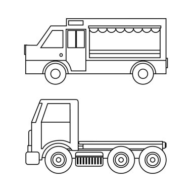 Kamyon tasarım. ulaşım simgesi. siluet çizimi