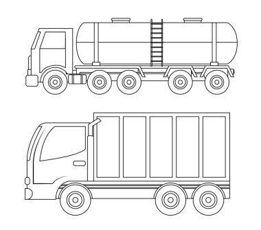 Kamyon tasarım. ulaşım simgesi. siluet çizimi