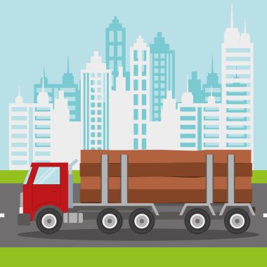 Kamyon tasarım. ulaşım simgesi. düz illüstrasyon