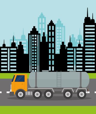 Kamyon tasarım. ulaşım simgesi. düz illüstrasyon