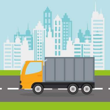 Kamyon tasarım. ulaşım simgesi. düz illüstrasyon