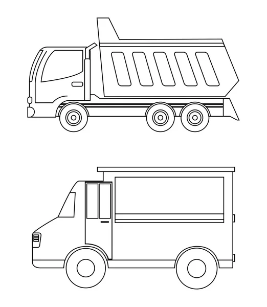 LKW-Design. Verkehrsikone. Silhouetten-Illustration — Stockvektor