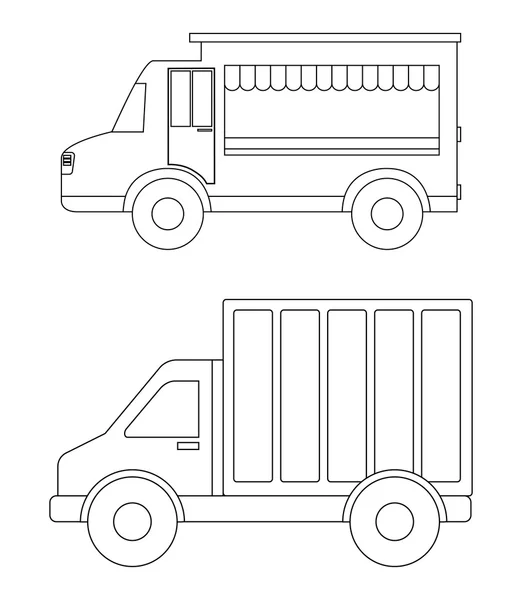 LKW-Design. Verkehrsikone. Silhouetten-Illustration — Stockvektor