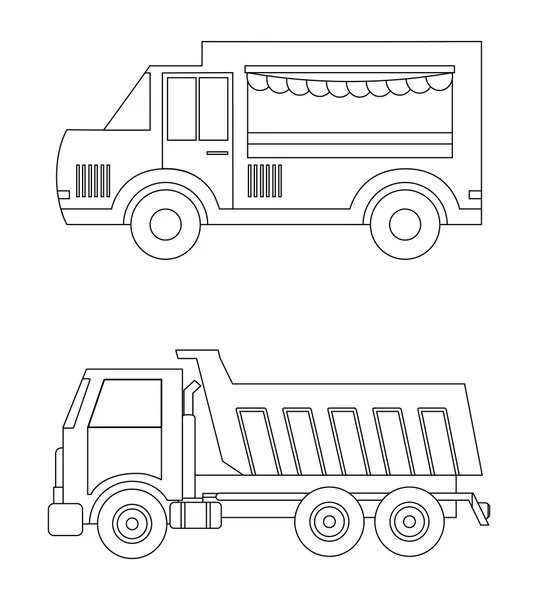 LKW-Design. Verkehrsikone. Silhouetten-Illustration — Stockvektor