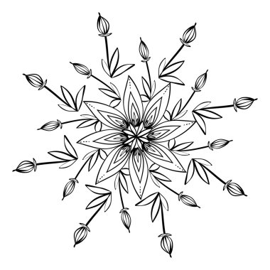 Çiçek tasarım. Doodle illüstrasyon. Beyaz arka plan