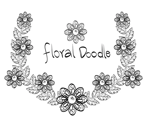 Floral σχέδιο. Doodle εικονογράφηση. λευκό φόντο — Διανυσματικό Αρχείο