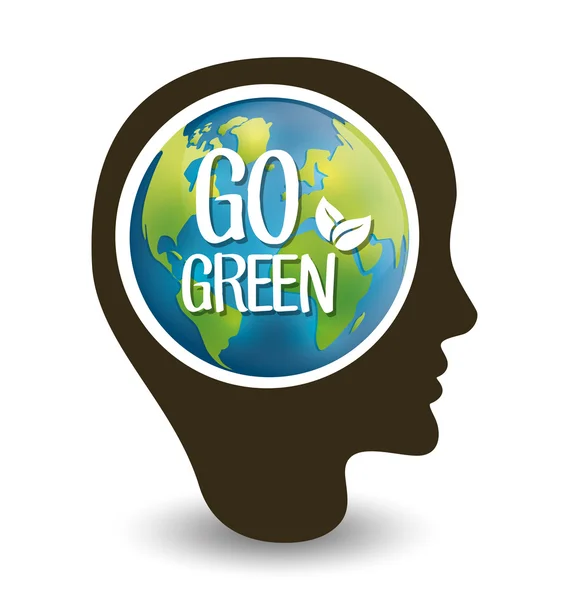 Νομίζω ότι το πράσινο σχέδιο. φυσική έννοια. εικονογράφηση οικολογία — Διανυσματικό Αρχείο
