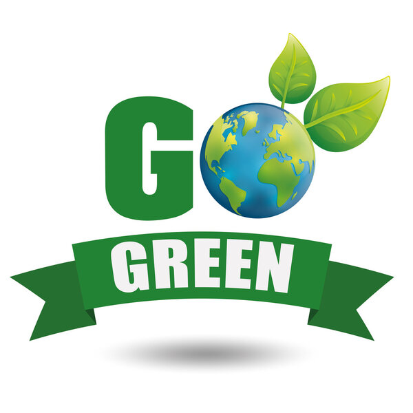 думать о зеленом дизайне. естественная концепция. Экологическая иллюстрация
