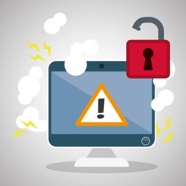 Güvenlik sistemi tasarımı. Uyarı simgesi. koruma kavramı