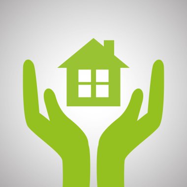 Ekoloji tasarım. Koruma simgesi. Yeşil kavram. , vektör çizim