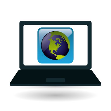 Teknoloji tasarım. sosyal medya simge. dizüstü bilgisayar kavramı