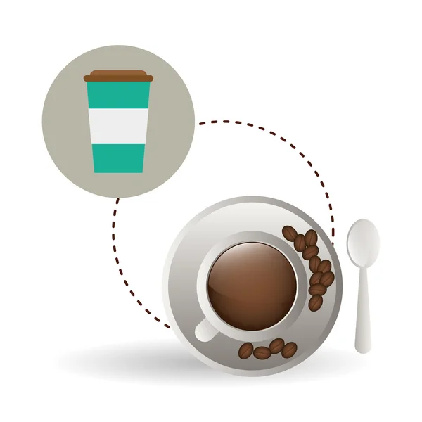 Café design. concept de petit déjeuner. fond blanc — Image vectorielle