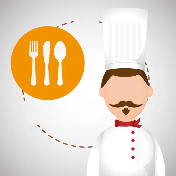 Diseño del chef, icono de suministros. concepto de restaurante, ilustración vectorial — Vector de stock