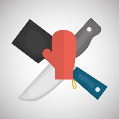 Şef tasarım, malzeme simgesi. Restaurant konseptini, vektör çizim