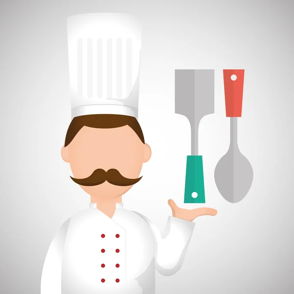 Diseño del chef, icono de suministros. concepto de restaurante, ilustración vectorial — Vector de stock