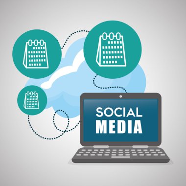 Sosyal Medya tasarım. dizüstü bilgisayar simgesi. Ağ kavramı