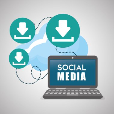 Sosyal Medya tasarım. dizüstü bilgisayar simgesi. Ağ kavramı