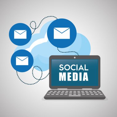 Sosyal Medya tasarım. dizüstü bilgisayar simgesi. Ağ kavramı