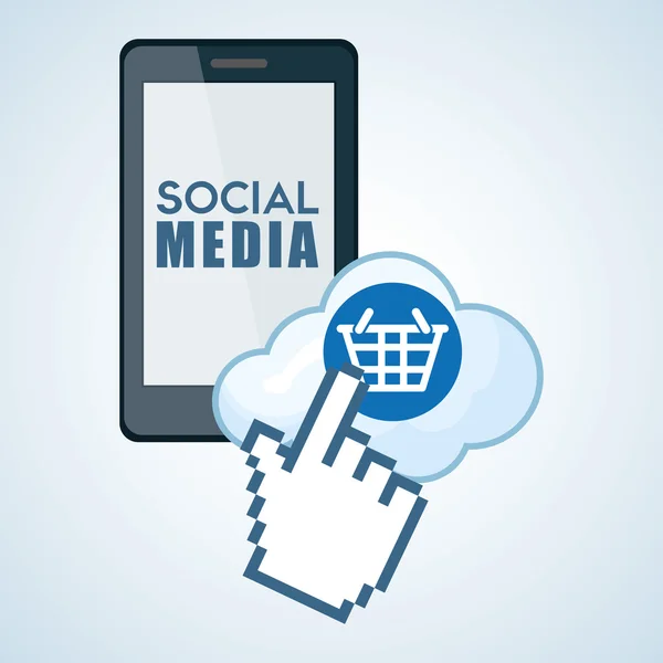 Mediów społecznych projektu. ikona smartphone. koncepcja sieci — Wektor stockowy