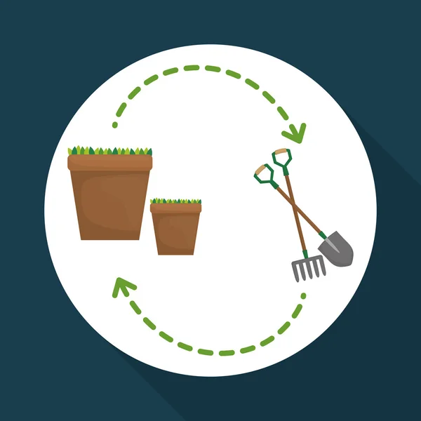 Design de jardinagem. trabalho e ferramentas conceito — Vetor de Stock